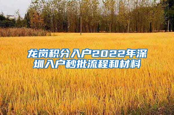龙岗积分入户2022年深圳入户秒批流程和材料