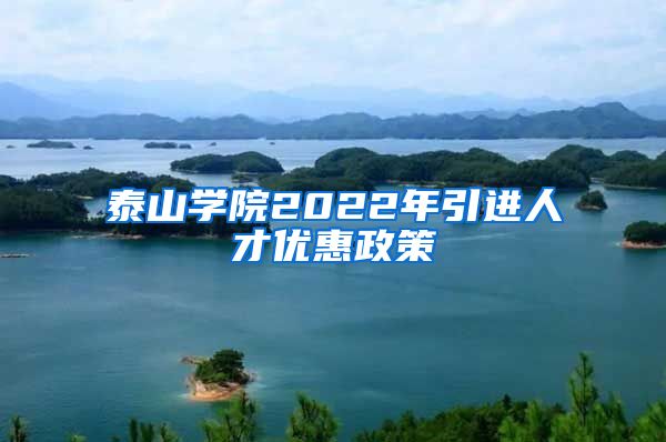 泰山学院2022年引进人才优惠政策