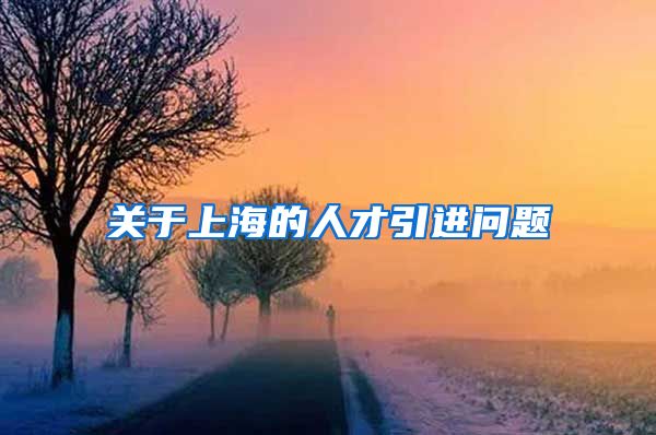 关于上海的人才引进问题