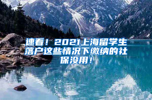 速看！2021上海留学生落户这些情况下缴纳的社保没用！