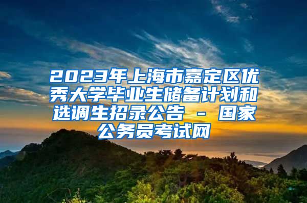 2023年上海市嘉定区优秀大学毕业生储备计划和选调生招录公告 - 国家公务员考试网