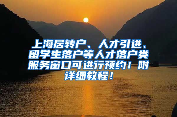 上海居转户、人才引进、留学生落户等人才落户类服务窗口可进行预约！附详细教程！