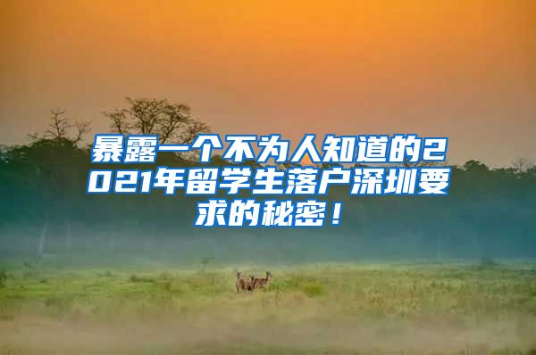 暴露一个不为人知道的2021年留学生落户深圳要求的秘密！