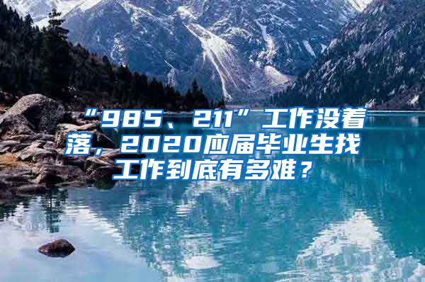 “985、211”工作没着落，2020应届毕业生找工作到底有多难？