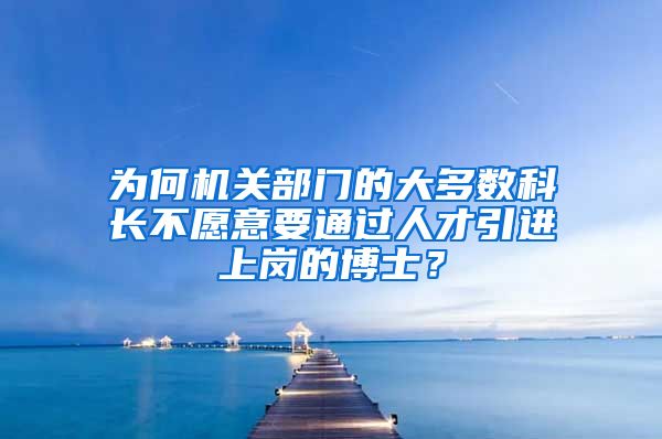为何机关部门的大多数科长不愿意要通过人才引进上岗的博士？