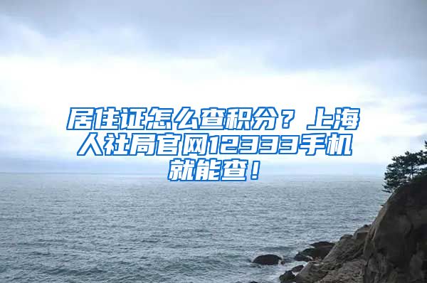居住证怎么查积分？上海人社局官网12333手机就能查！