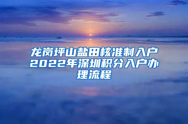 龙岗坪山盐田核准制入户2022年深圳积分入户办理流程
