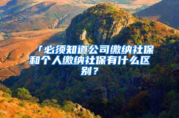 「必须知道公司缴纳社保和个人缴纳社保有什么区别？