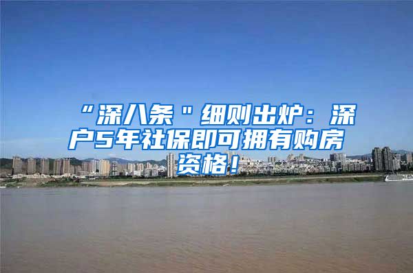 “深八条＂细则出炉：深户5年社保即可拥有购房资格！