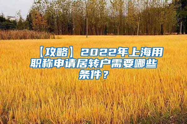 【攻略】2022年上海用职称申请居转户需要哪些条件？