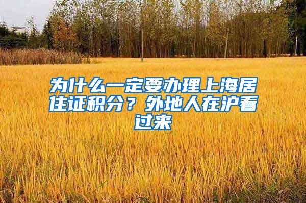 为什么一定要办理上海居住证积分？外地人在沪看过来