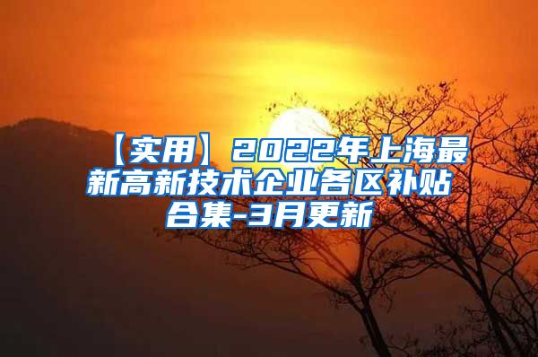 【实用】2022年上海最新高新技术企业各区补贴合集-3月更新