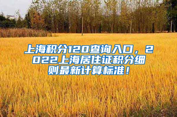 上海积分120查询入口，2022上海居住证积分细则最新计算标准！