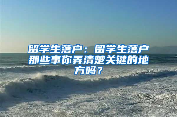 留学生落户：留学生落户那些事你弄清楚关键的地方吗？