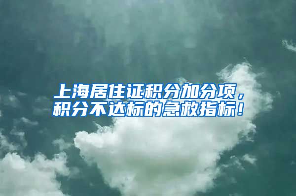 上海居住证积分加分项，积分不达标的急救指标！