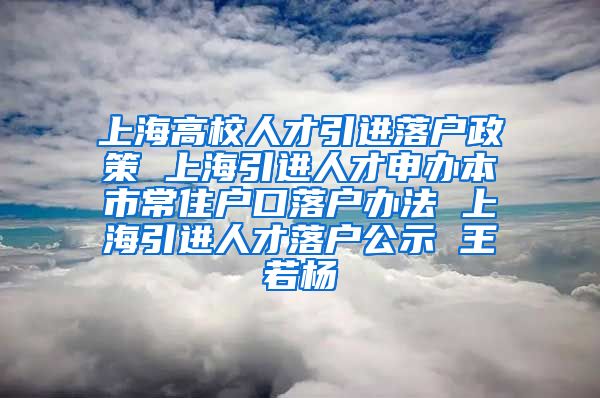 上海高校人才引进落户政策 上海引进人才申办本市常住户口落户办法 上海引进人才落户公示 王若杨