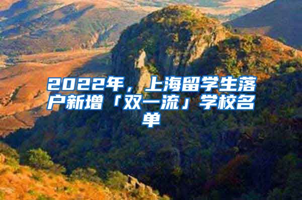 2022年，上海留学生落户新增「双一流」学校名单
