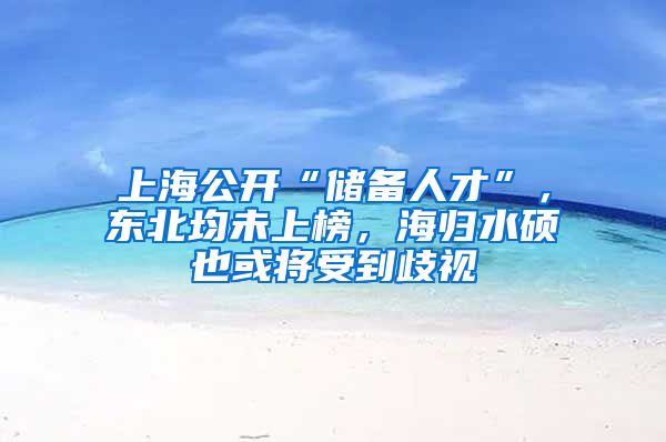 上海公开“储备人才”，东北均未上榜，海归水硕也或将受到歧视