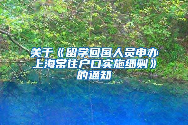 关于《留学回国人员申办上海常住户口实施细则》的通知
