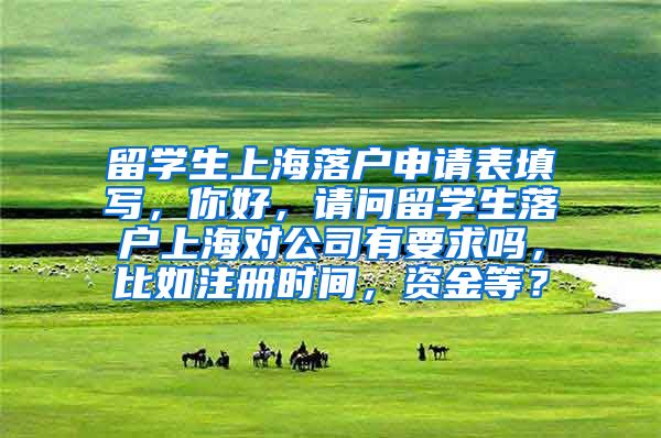 留学生上海落户申请表填写，你好，请问留学生落户上海对公司有要求吗，比如注册时间，资金等？