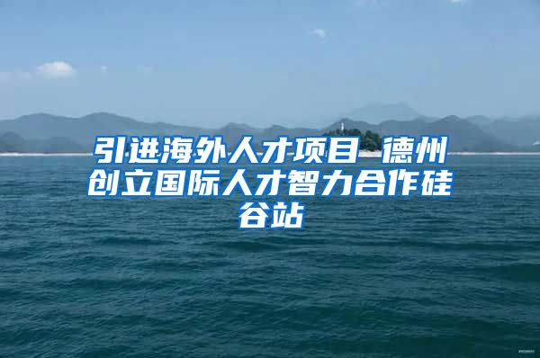 引进海外人才项目 德州创立国际人才智力合作硅谷站