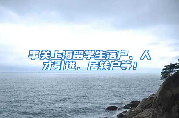 事关上海留学生落户、人才引进、居转户等！