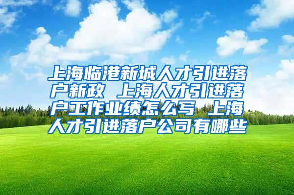 上海临港新城人才引进落户新政 上海人才引进落户工作业绩怎么写 上海人才引进落户公司有哪些