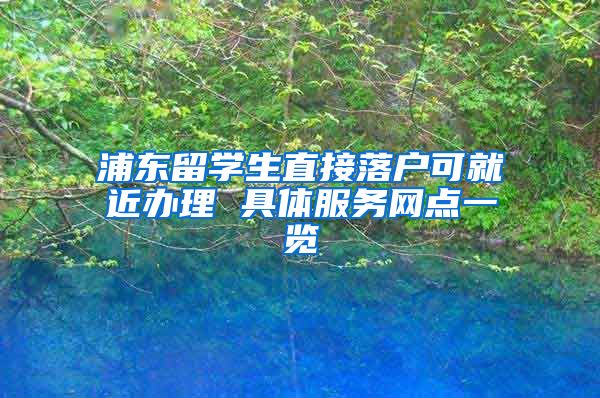 浦东留学生直接落户可就近办理 具体服务网点一览