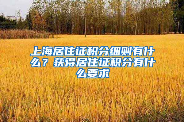 上海居住证积分细则有什么？获得居住证积分有什么要求