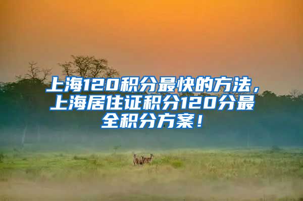 上海120积分最快的方法，上海居住证积分120分最全积分方案！