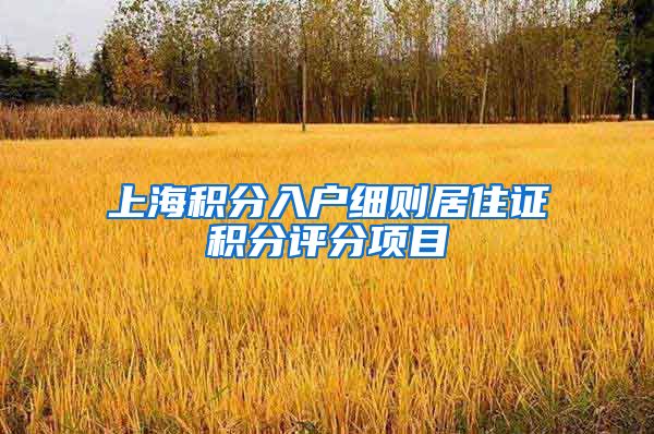 上海积分入户细则居住证积分评分项目