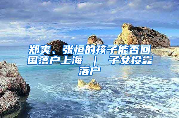 郑爽、张恒的孩子能否回国落户上海 ｜ 子女投靠落户