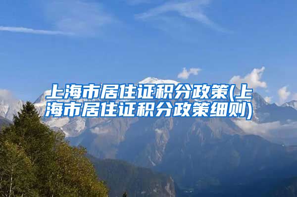 上海市居住证积分政策(上海市居住证积分政策细则)