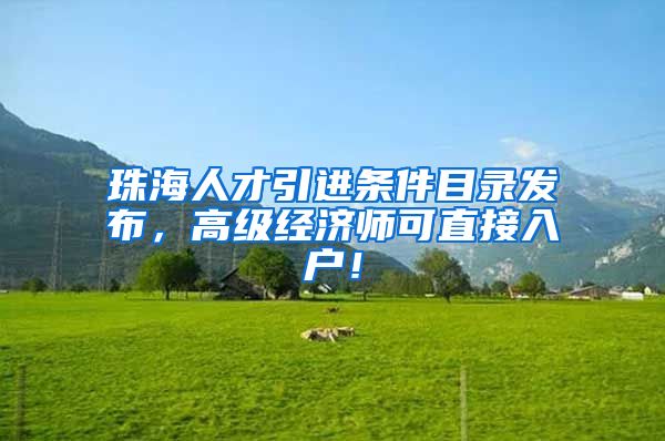 珠海人才引进条件目录发布，高级经济师可直接入户！