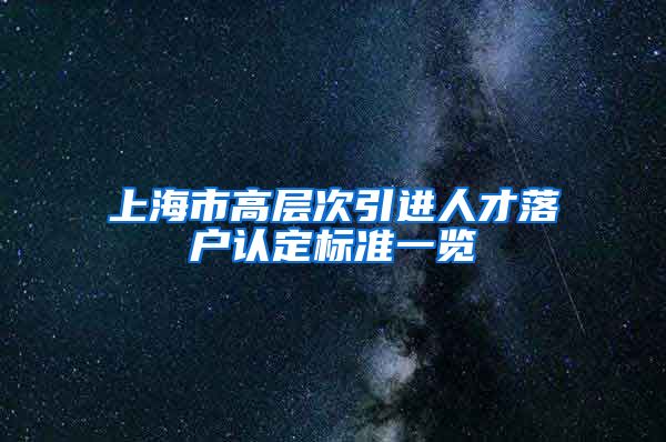上海市高层次引进人才落户认定标准一览