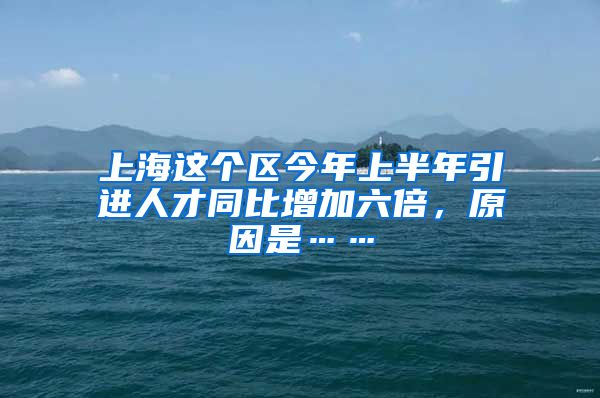 上海这个区今年上半年引进人才同比增加六倍，原因是……