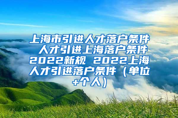 上海市引进人才落户条件 人才引进上海落户条件2022新规 2022上海人才引进落户条件（单位+个人）