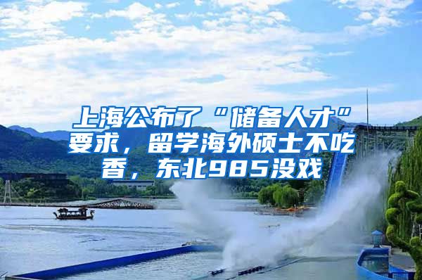 上海公布了“储备人才”要求，留学海外硕士不吃香，东北985没戏