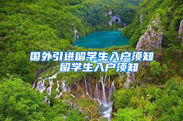 国外引进留学生入户须知  留学生入户须知
