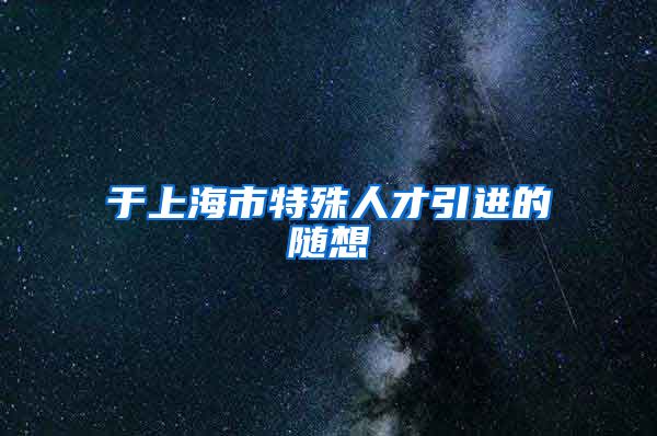 于上海市特殊人才引进的随想