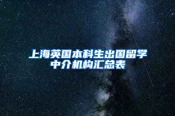 上海英国本科生出国留学中介机构汇总表