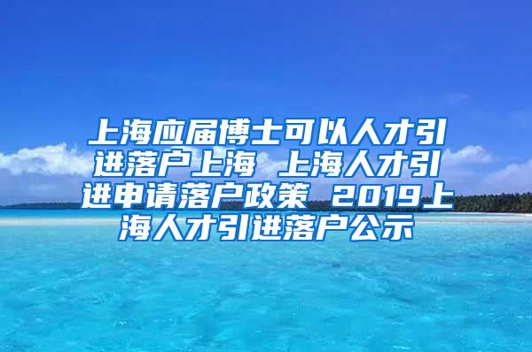 上海应届博士可以人才引进落户上海 上海人才引进申请落户政策 2019上海人才引进落户公示