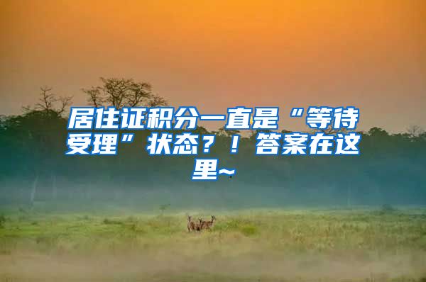 居住证积分一直是“等待受理”状态？！答案在这里~