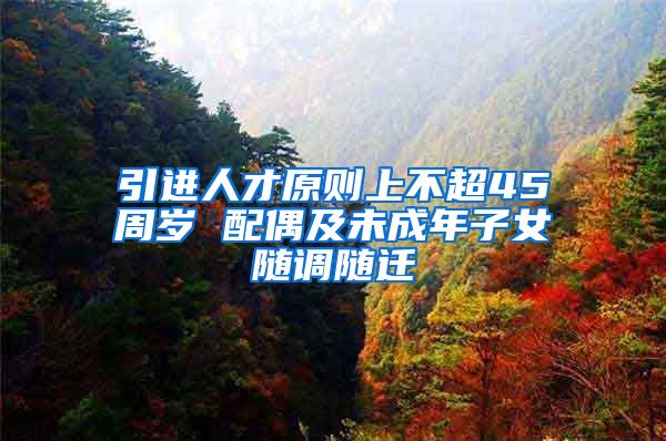 引进人才原则上不超45周岁 配偶及未成年子女随调随迁