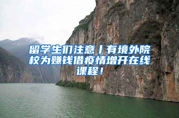 留学生们注意丨有境外院校为赚钱借疫情增开在线课程！