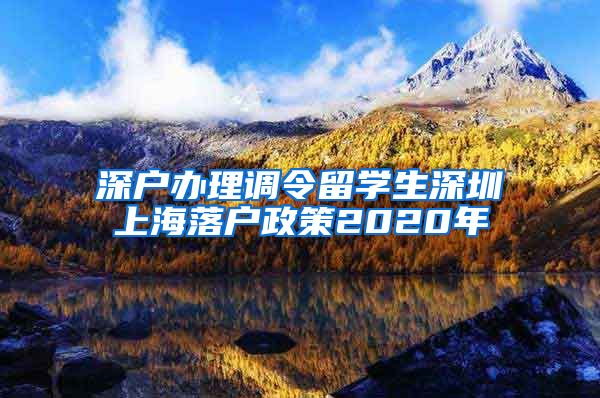 深户办理调令留学生深圳上海落户政策2020年
