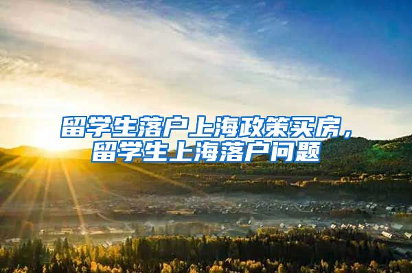 留学生落户上海政策买房，留学生上海落户问题
