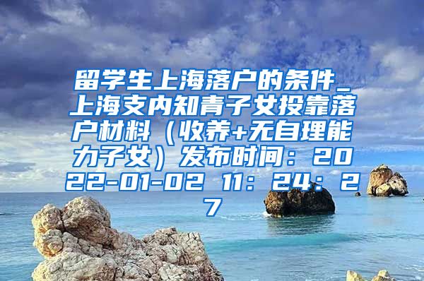 留学生上海落户的条件_上海支内知青子女投靠落户材料（收养+无自理能力子女）发布时间：2022-01-02 11：24：27