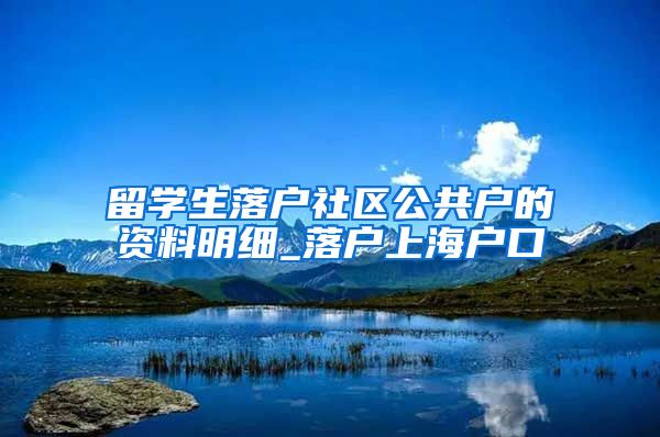 留学生落户社区公共户的资料明细_落户上海户口