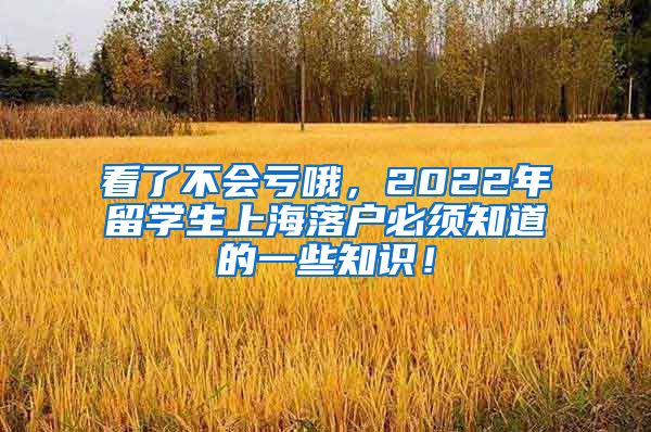 看了不会亏哦，2022年留学生上海落户必须知道的一些知识！